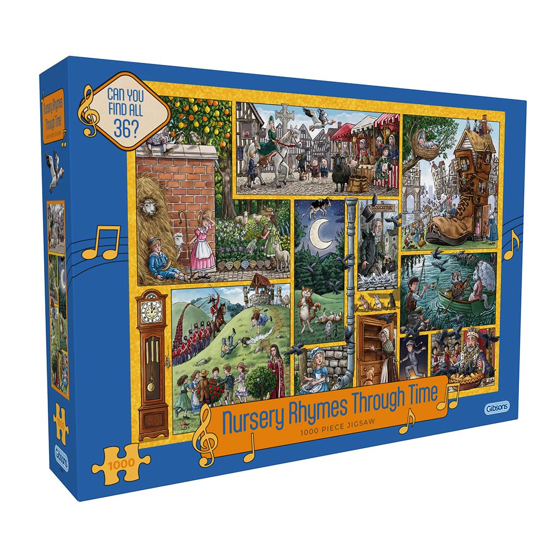 Gibsons Games Nursery Rhymes Through Time 1000 Piece Jigsaw Puzzle | Sustainable Puzzle for Adults | Premium 100% Recycled Board | Great Gift