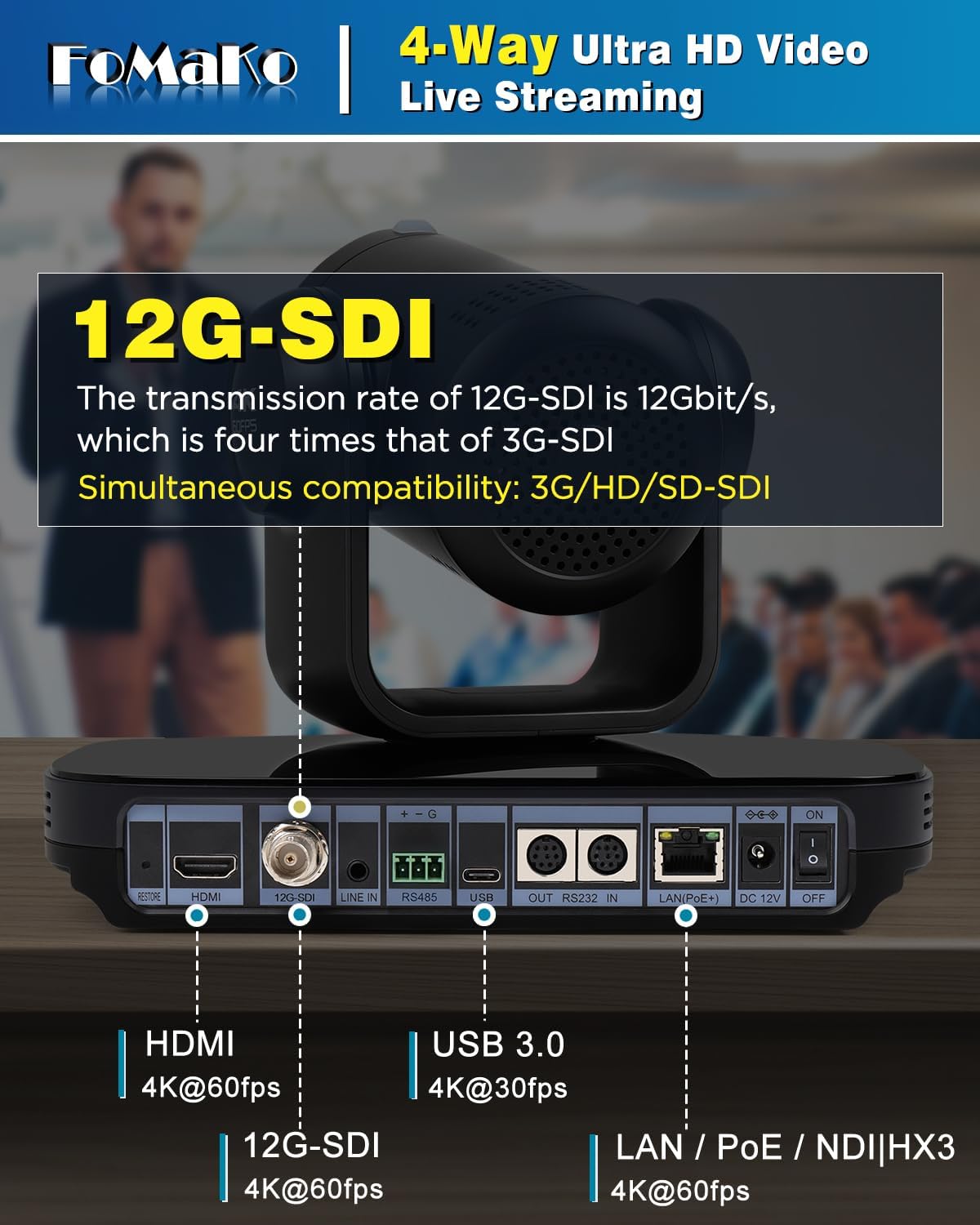 FoMaKo K820S PTZ Camera front view