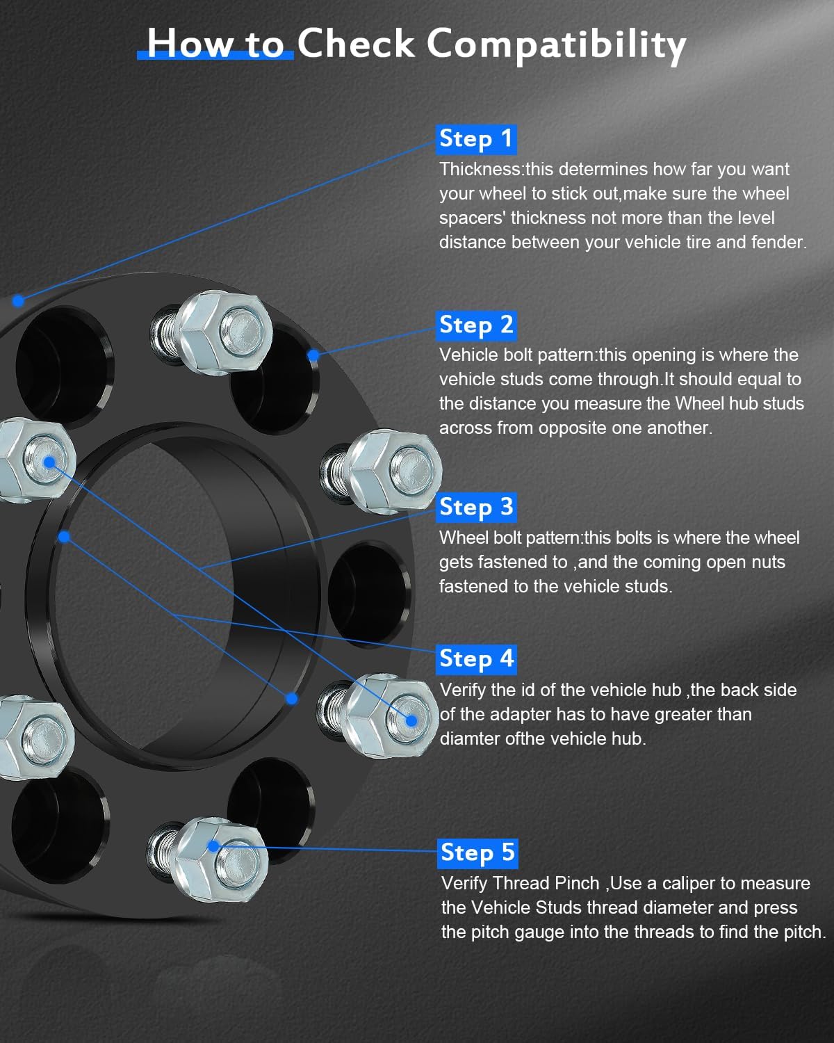 ECCPP 4PCS 6x5.5 to 6x5.5 hubcentric Wheel Spacers 1.5 inch Bore 93.1mm Studs 12x1.5 6 Lug Wheel Spacers Fit for Ford Ranger 2013-2025| for Ford Bronco 2021-2025