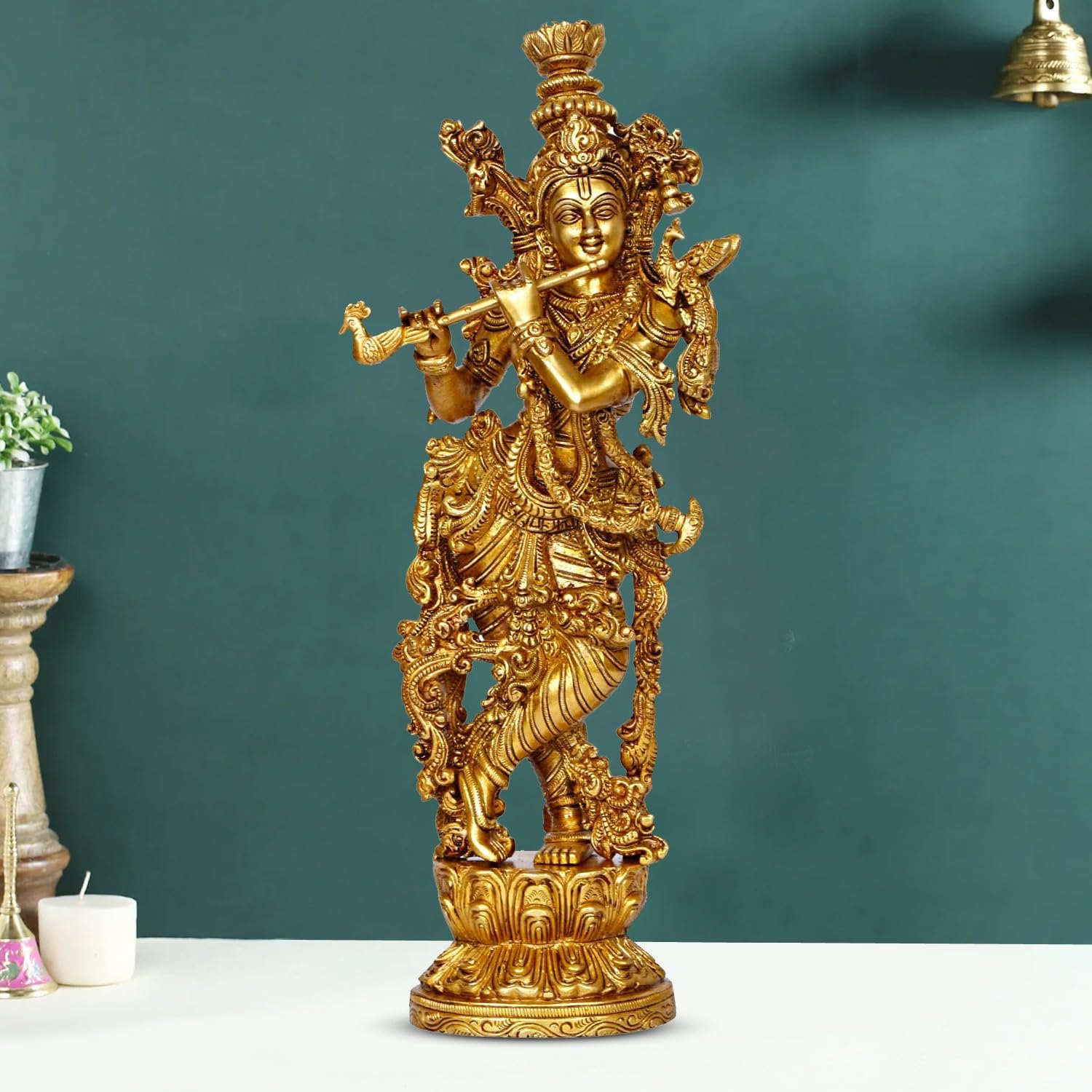 Price History of SVARUP Brass Lord Murli Manohar Krishna Krishan Statue Murti Gift Home Décor Puja Temple Height 15 Inches from Amazon 63_69748734