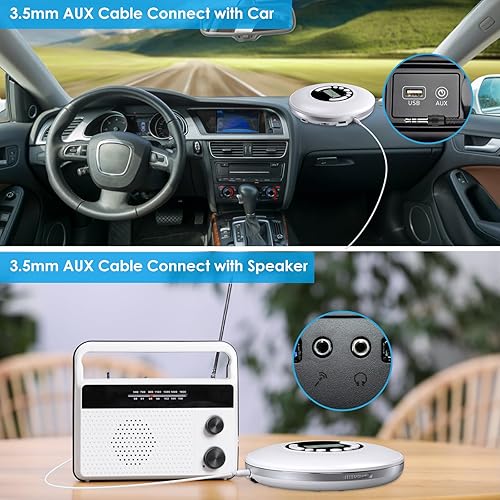 Miniatura 7 de Reproductor de CD portátil Bluetooth Kpop, reproductor de CD pequeño Walkman personal para automóvil, regalo para niños, adolescentes, adultos con