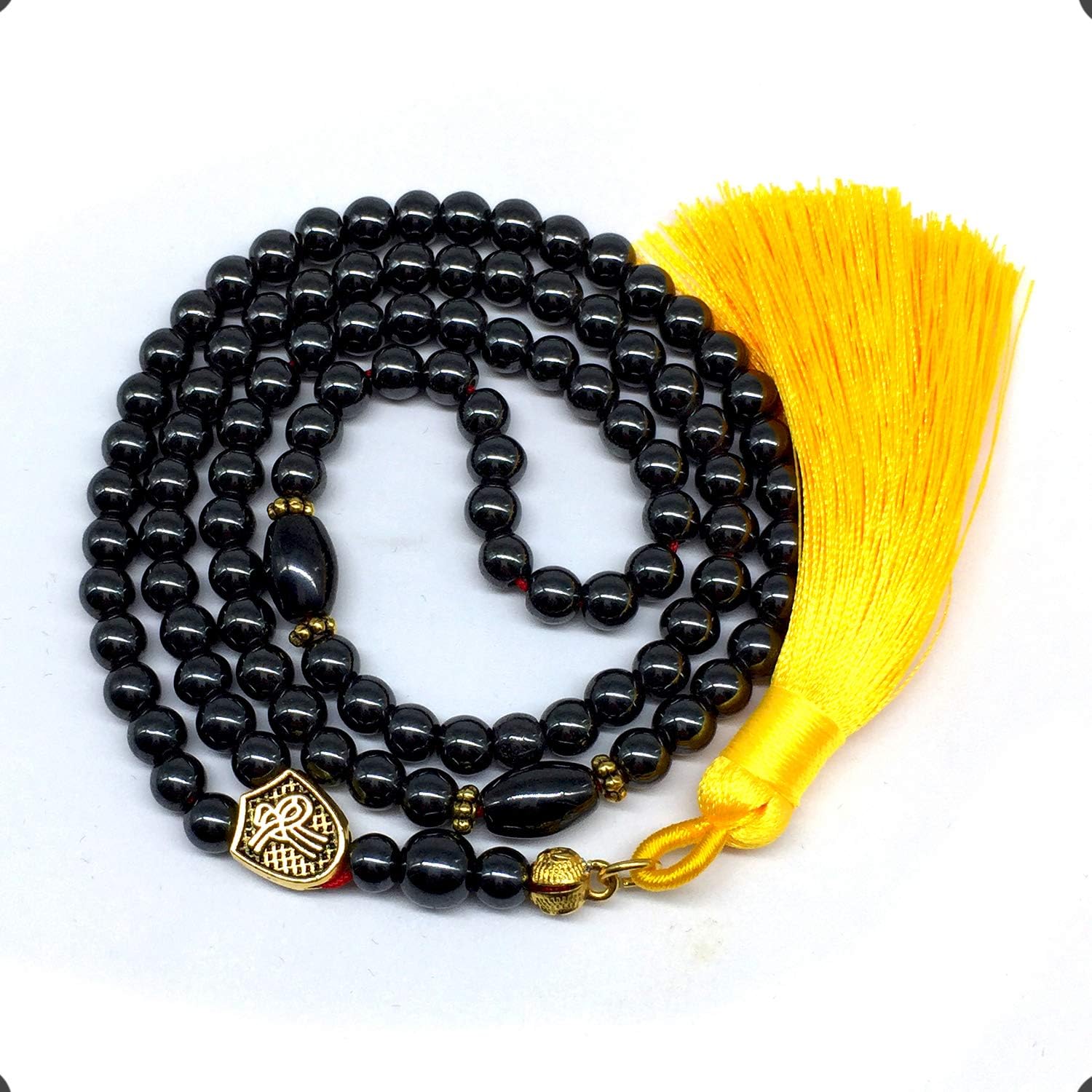 Hematite Beaded Collection- Worry Beads Prayer Beads Tesbih Tasbih Tasbeeh Misbaha Masbaha Subha Sebha Sibha Rosary (Black Hematite 6 mm 99 Small Beads & Bracelet)