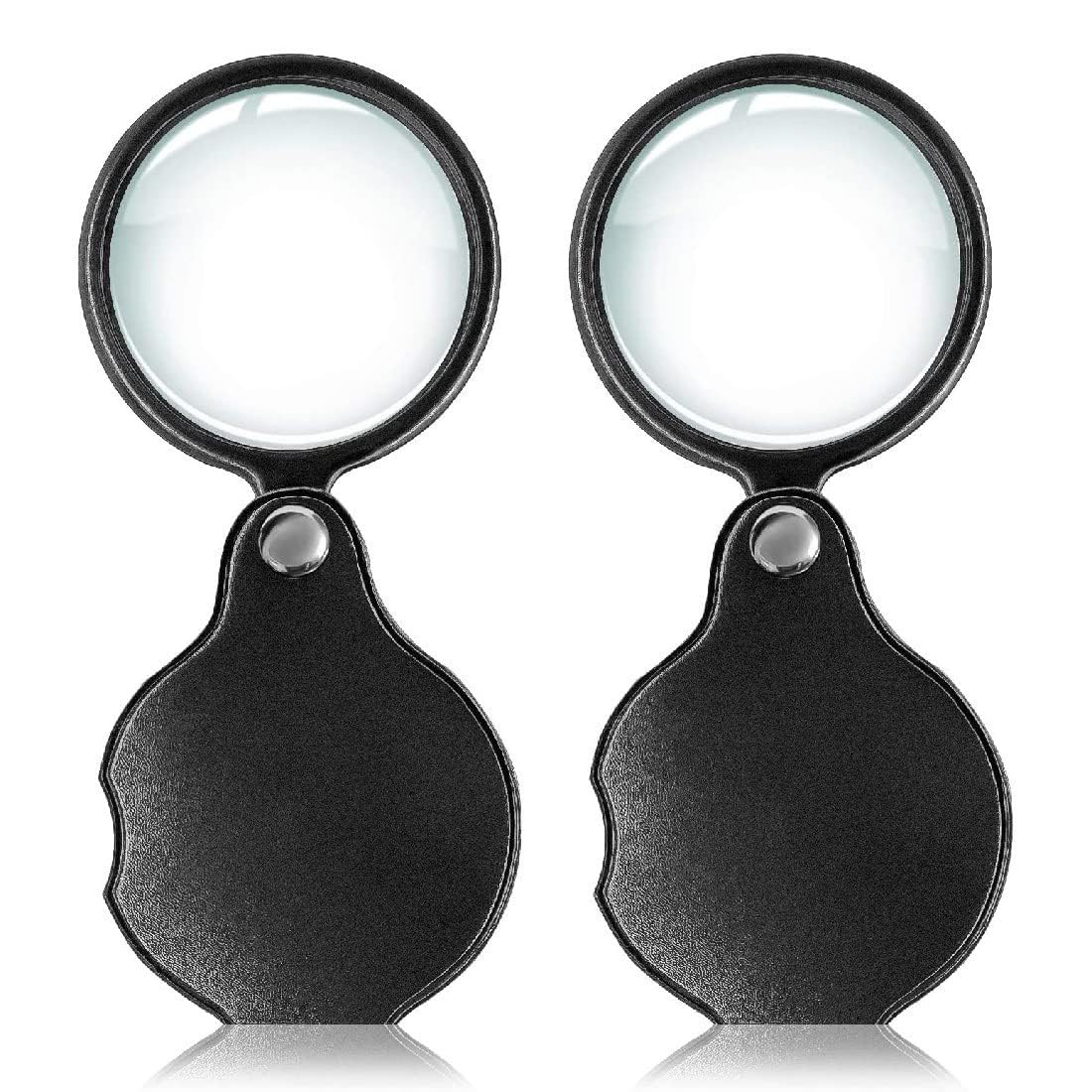 Mini lupa de bolsillo plegable, 2 unidades de lupa de mano plegable de lectura de vidrio óptico pequeño con funda protectora de piel, pequeña lupa de bolsillo para leer pasatiempos