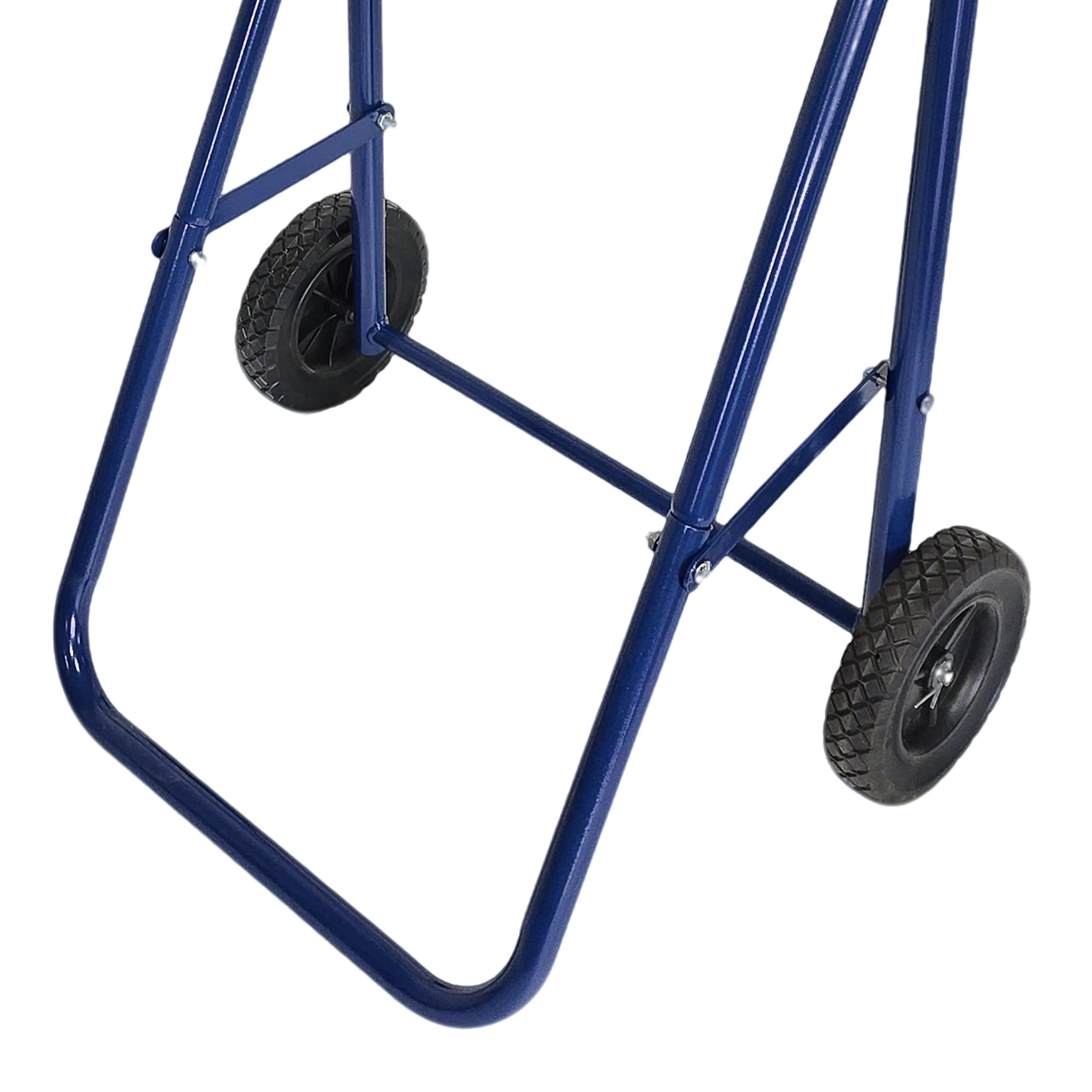 Relaxdays Supporto per Motore Fuoribordo, Carrello per il Trasporto e lo Stoccaggio, in Acciaio, fino a 100 kg, Blu