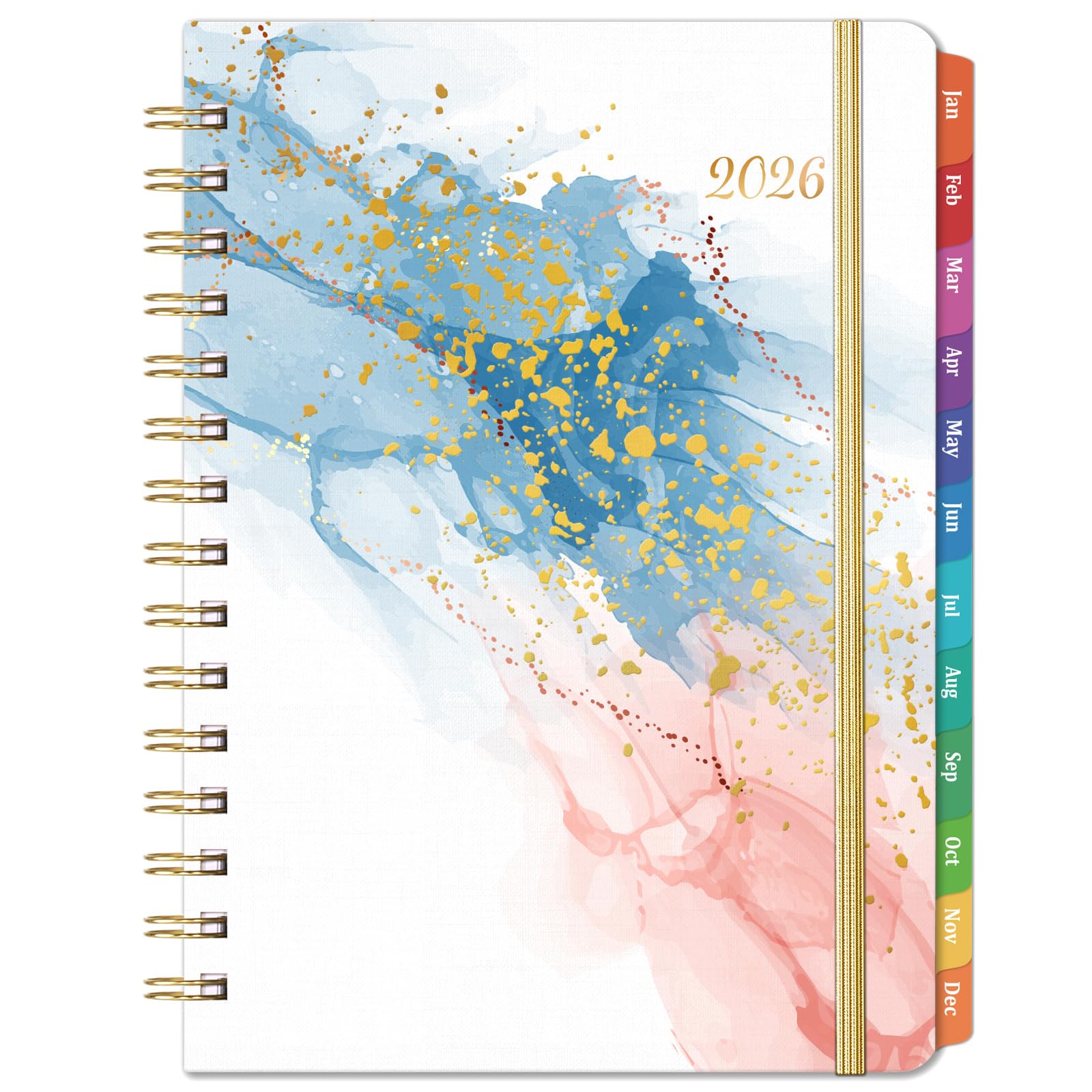 2026 Planner - 2026 Planner Weekly and Monthly from January 2026 - December 2026, 8.5'' X 6.4'', Weekly Monthly Planners 12 Month with Colorful Tabs, Elastic Closure, Back Pocket
