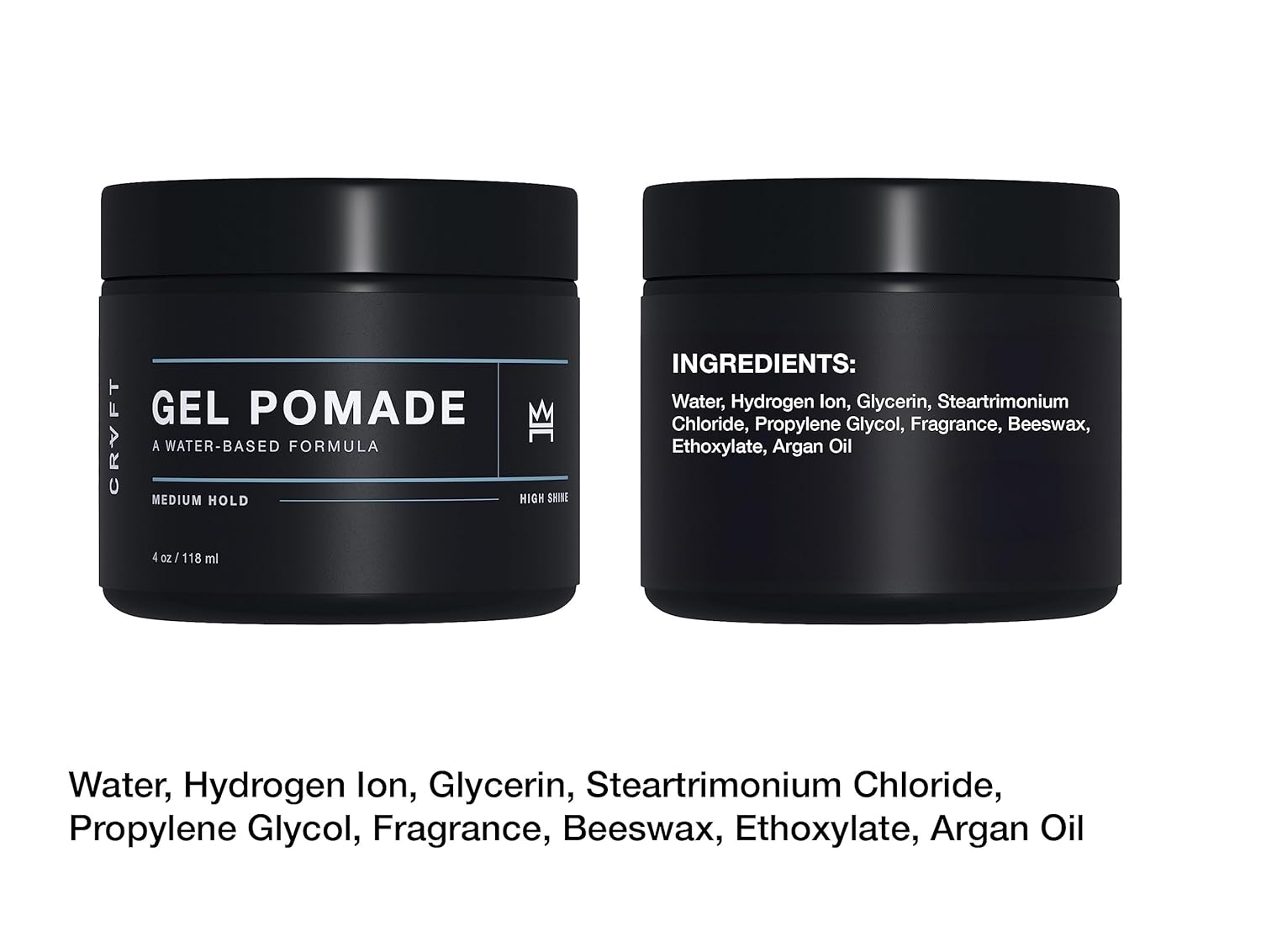CRVFT Gel Pomade 4oz | High Shine/Medium Hold | Water Based/Water Soluble | Ideal For Short/Medium Thin/Thick Hair | For A Clean Cut Look | Men’s Styling Product [Clear], Stylist Approved [Scented]
