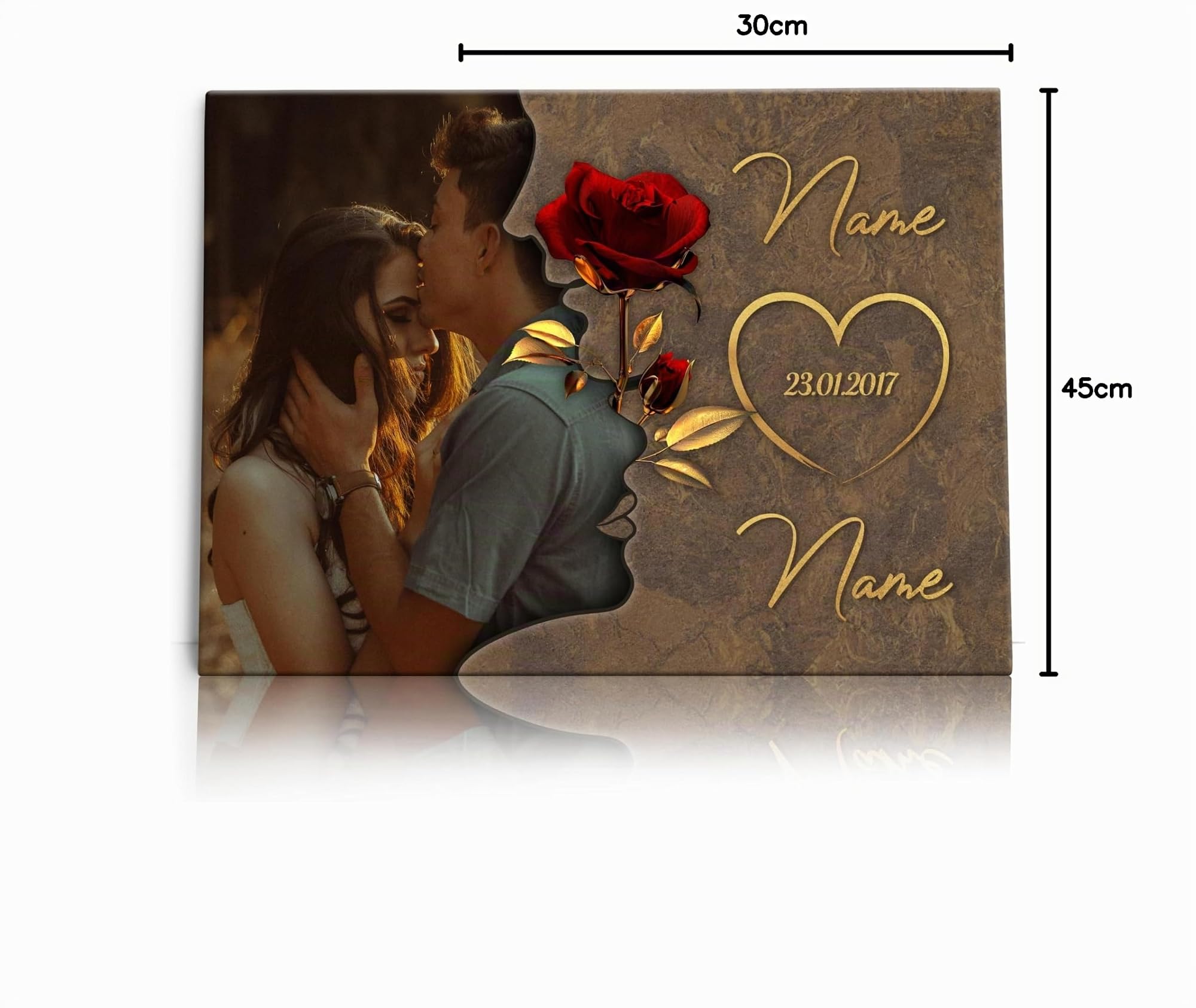 Liebesleinwand Leinwandbild personalisiert mit Foto | Leinwand gestalten mit Foto, Namen und Datum Geschenk für Partner | Liebesgeflüster