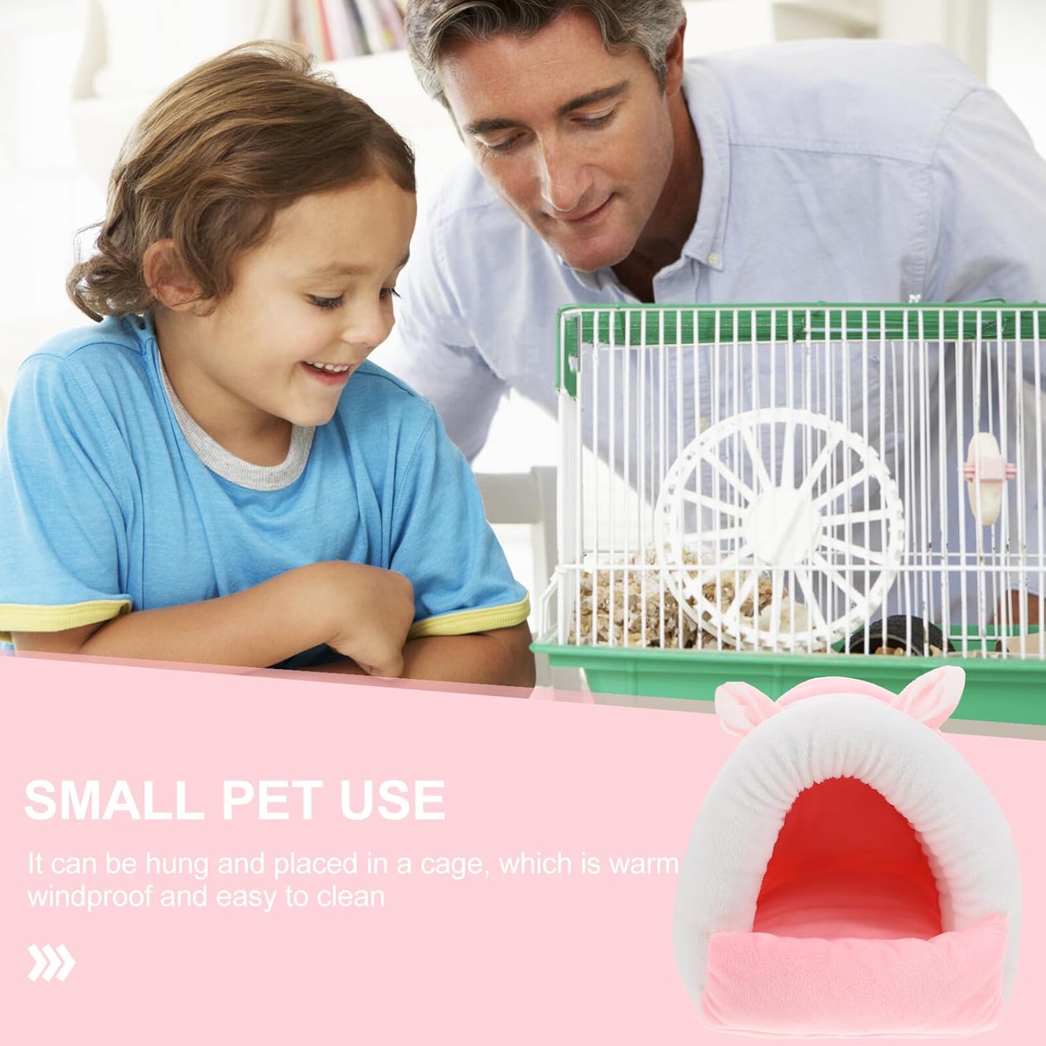 Hamster Warm Nest and Pet Bed House, Cotton Insulated Small Animal Sleeping Cave, Pink L Size Suitable for Guinea Pigs, Rabbits, Hedgehogs, and Squirrels