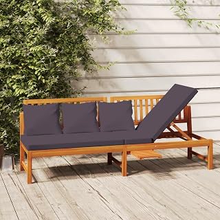 Gartensofa mit Liegefunktion Liege Bank Holz Balkon Sofa 3 Sitzer Tagesbett Liegebank Sofa Liege Outdoor Gartenbank Sonnenliege Gartenliege Liegesofa Balkonmöbel Multifunktionsliege