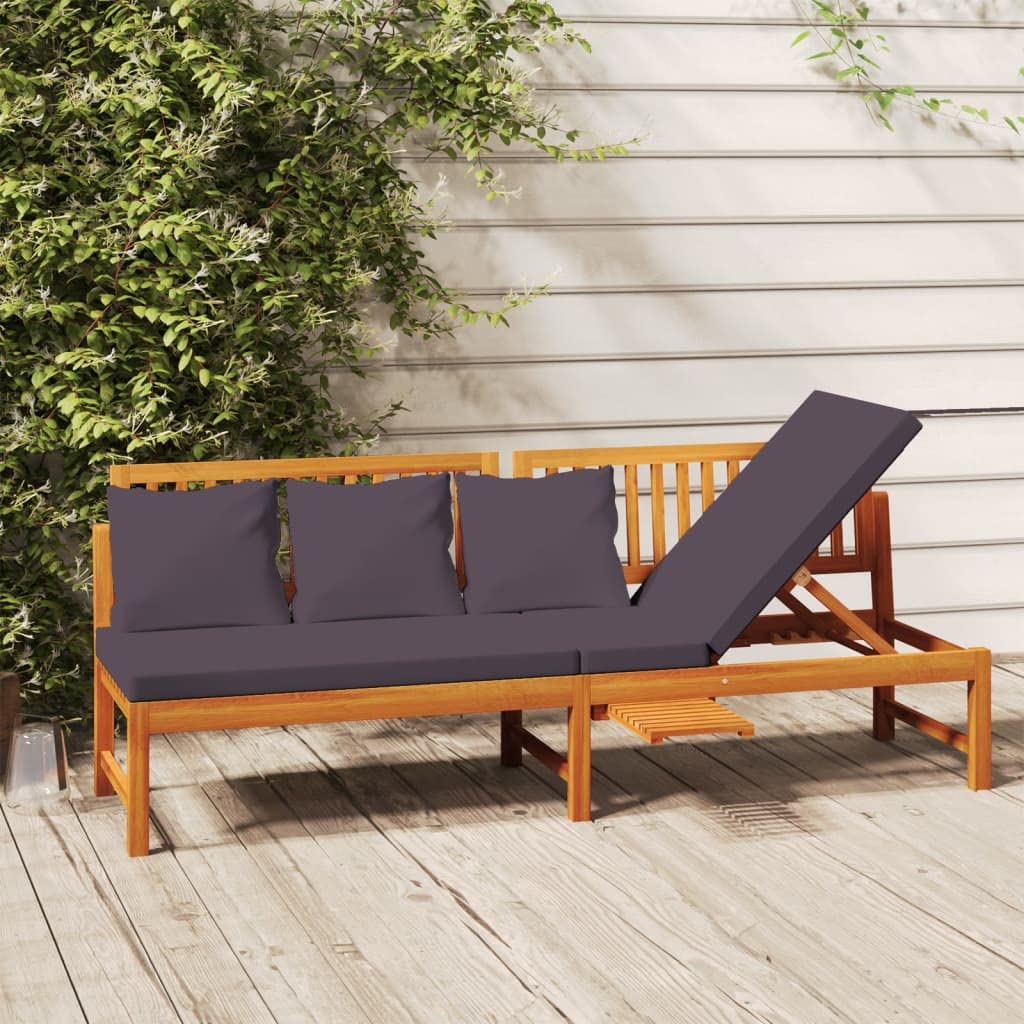 Sofá Cama Madera Acacia Gris 200x60x75 cm