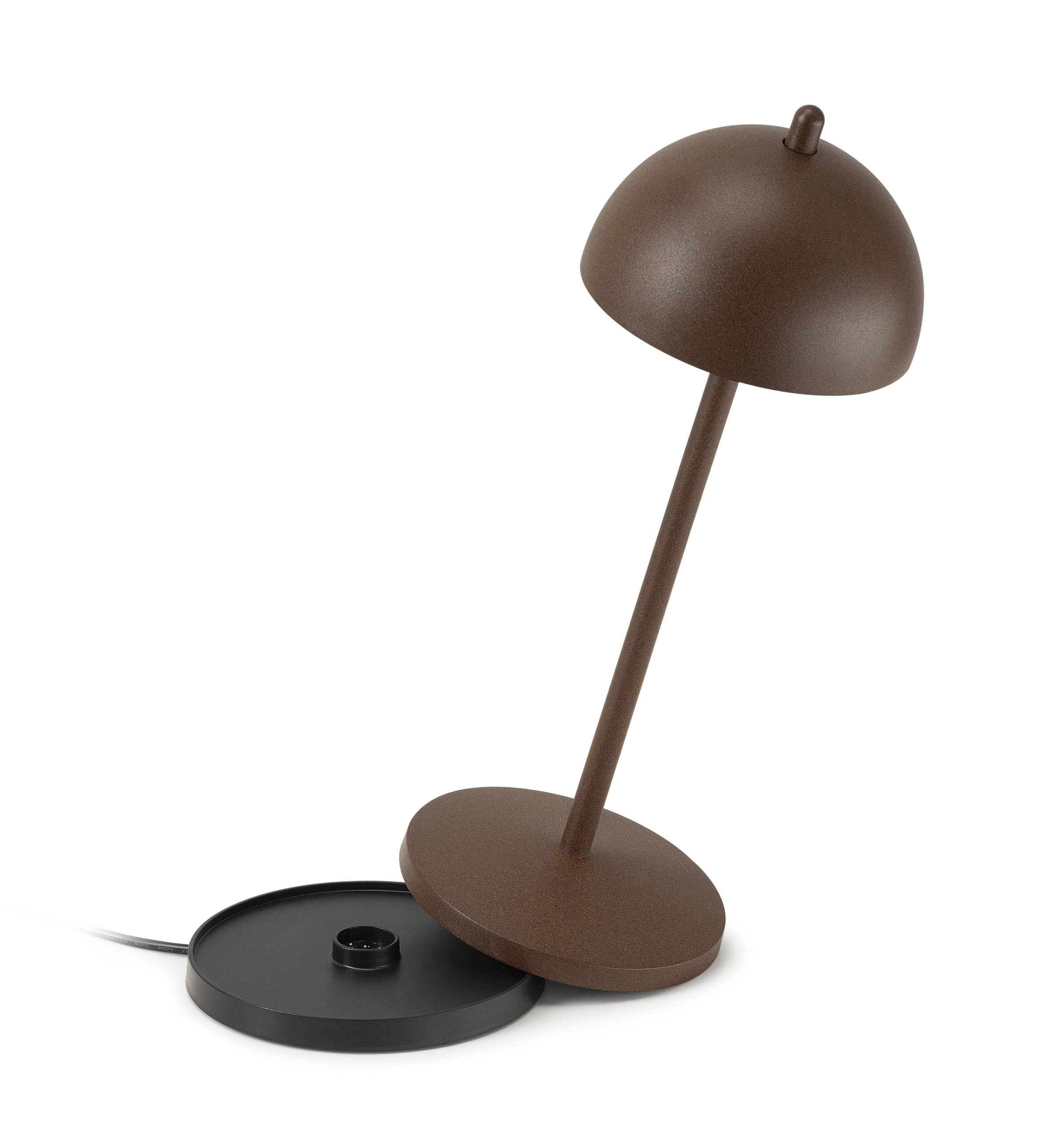 LVL EvaG Lámpara de Mesa Recargable Inalámbrica - Lámpara LED Táctil Regulable para Interior/Exterior IP65 - Temp. de Luz de 2200 a 3000K, Larga Duración, Aluminio, Corten