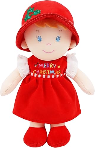 June Garden Dolly Emilia suave de 12 pulgadas - Muñeca de bebé suave para nacer y más, edición especial de Navidad