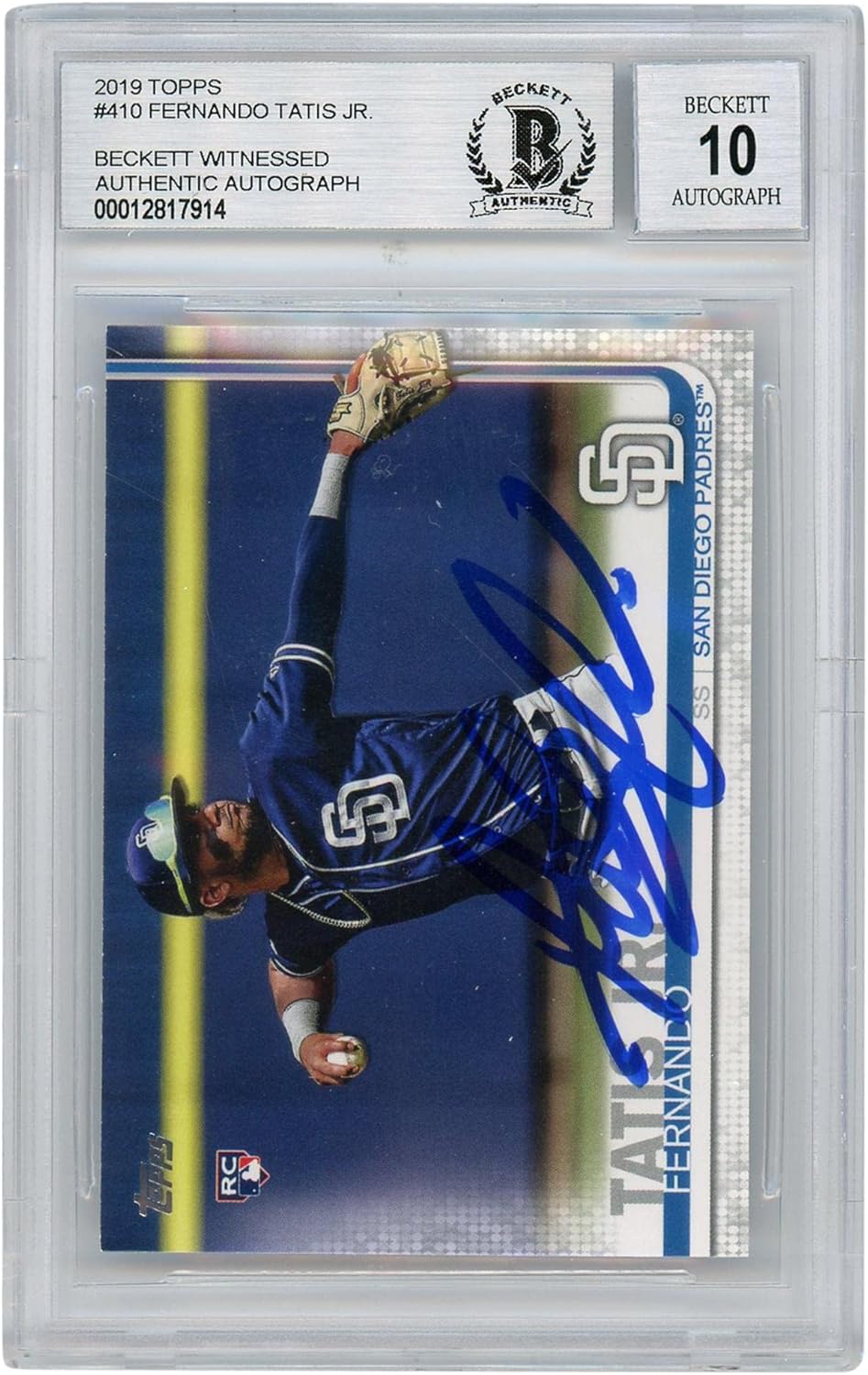 Fernando Tatis Jr San Diego Padres Autographed 2019 Topps BAS Authenticated 10 Trading Card - Baseball Slabbed Autographed Cards