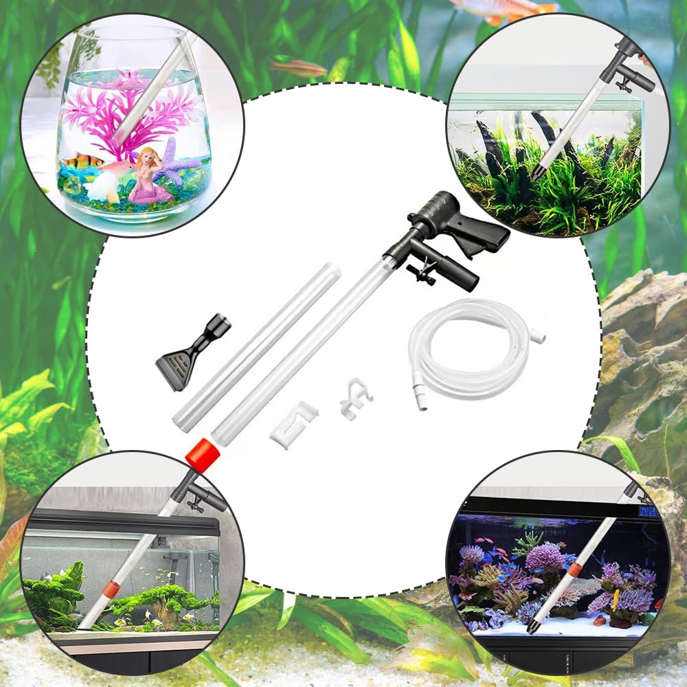 Sifonador Acuario, Limpiafondos Acuario, Sifon Acuario, Intercambiador de Agua para acuarios, Manguera de Intercambio de Agua semiautomática, Control neumático, Set de Limpieza Multifuncional