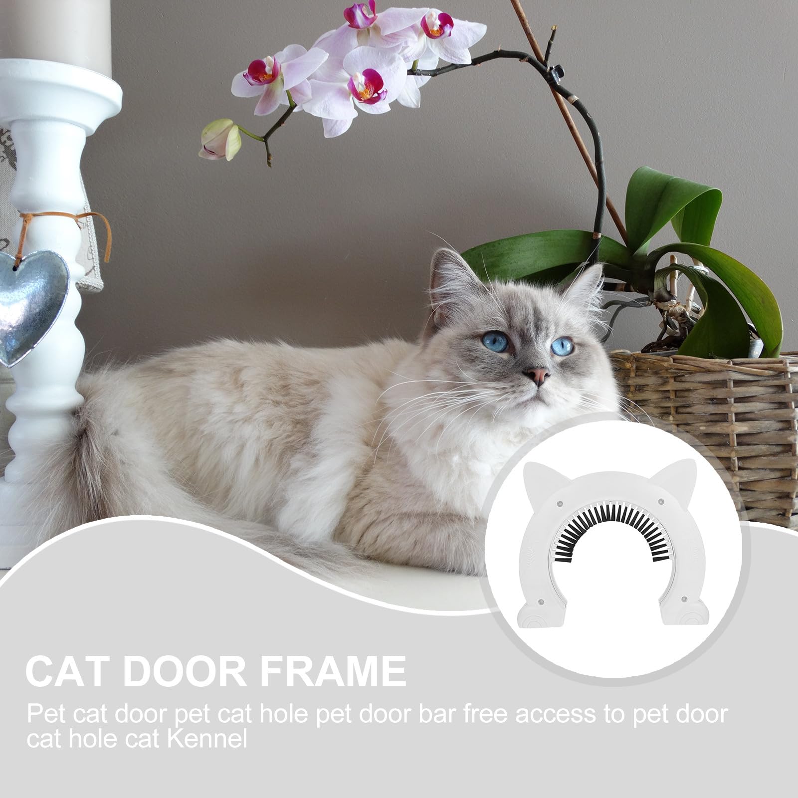 Artibetter Chatière pour Chat Intérieure en Abs avec Brosse Intégrée, Cadre Pratique Blanc pour Accès Intérieur et Extérieur, Porte pour Animaux de Compagnie
