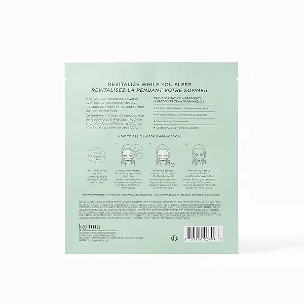 Karuna Skin - COLLAGEN Face Mask Sheets, Hydrogel 2-Piece Facial Mask, Age-Defying, Hydrating, Rejuvenating & Moisturizing Skin Care Essential That Targets Fine Lines & Wrinkles, 1 Pack 8