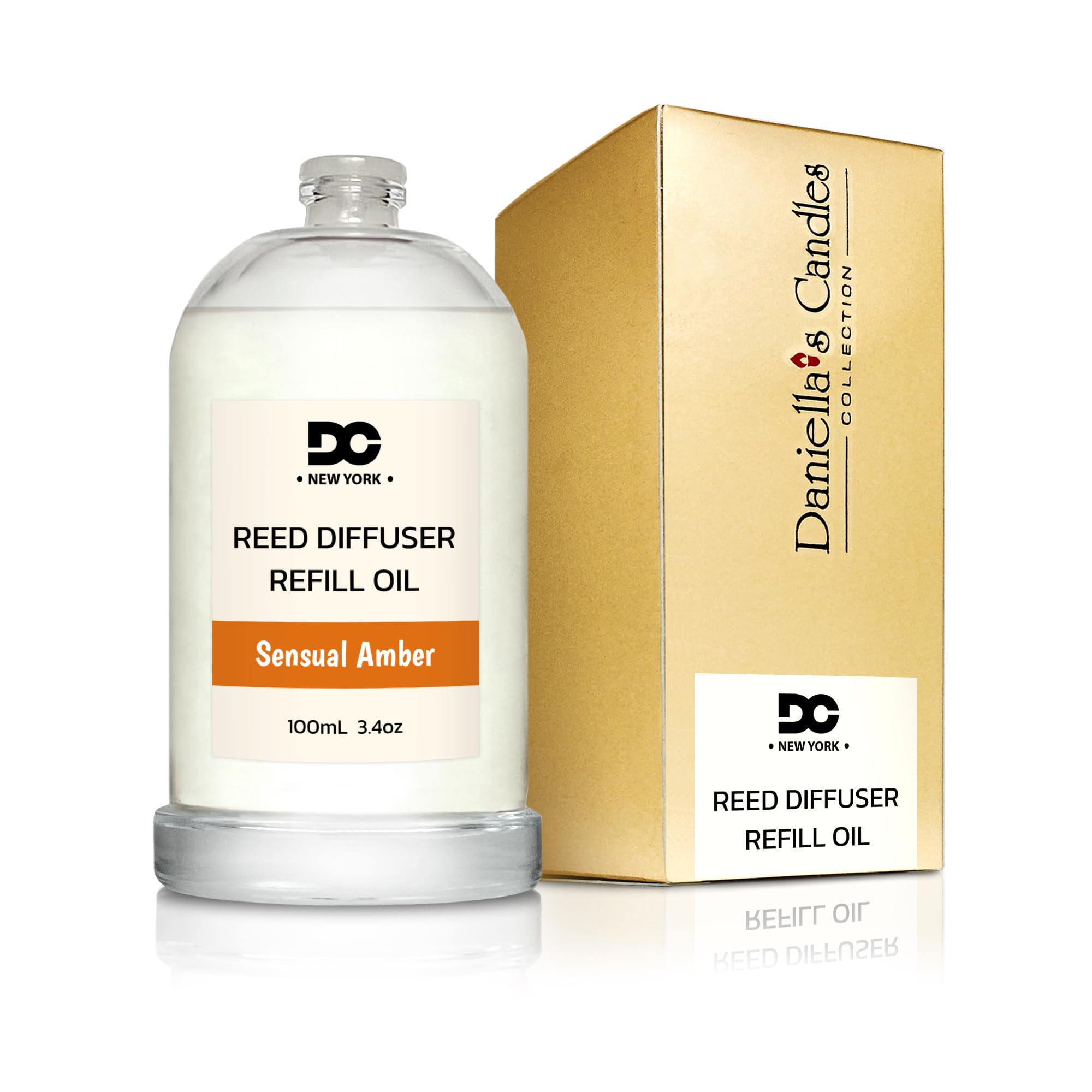 Daniella's Candles Reed Diffuser Refill Oil, Sensual Amber, 3.4oz/100ml, Premium Fragrance Oil, Home Fragrance, Oil for Reed Diffuser