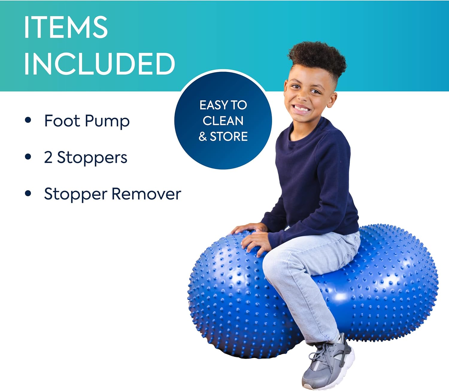 BouncyBand Peanut Shaped Stability Ball – 36” x 20”, Holds up to 350lbs – Improve Balance and Focus with The Sensory Play Tool