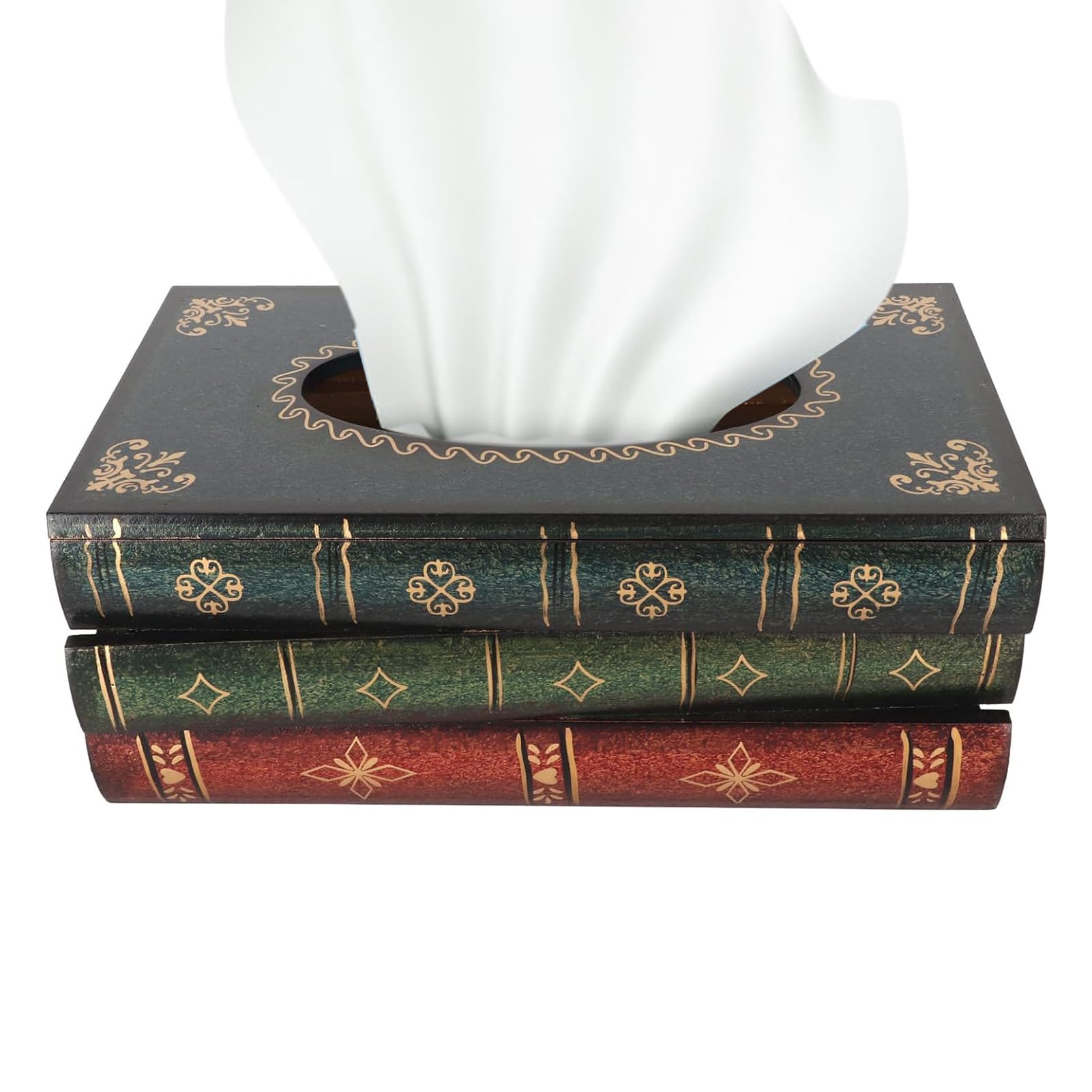 Antique Book Tissue Holder Retro Wooden Organizer for Napkin Creative Wooden Tissue Box Home Decors Tissue Organizing Products