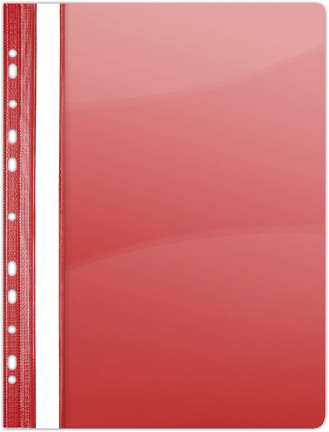 Donau 1704001PL-04 Plastic File Folder Perforated A4 Red Plastic Durable PVC Hard Transparent Cover Clip Folder for Office and School Euro Holes Pack of 10