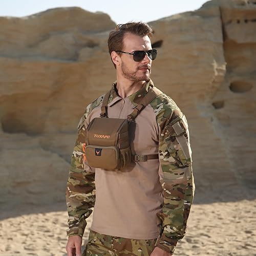 Miniatura 8 de Binocular Arnés Pecho Pack con Telémetro Bolsa Bino Caso para Caza Senderismo Tiro, Marrón Coyote, Caza