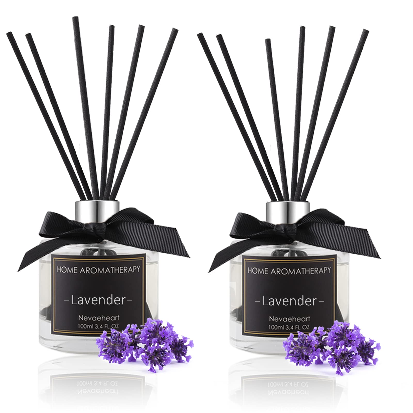 NEVAEHEARTReed Diffuser, Lavender / 3.4oz(100ml) / 2 Packs Reed Diffuser Set, Oil Diffuser Sticks, Home Fragrance Products, Fragrance Diffuser with Gift Box