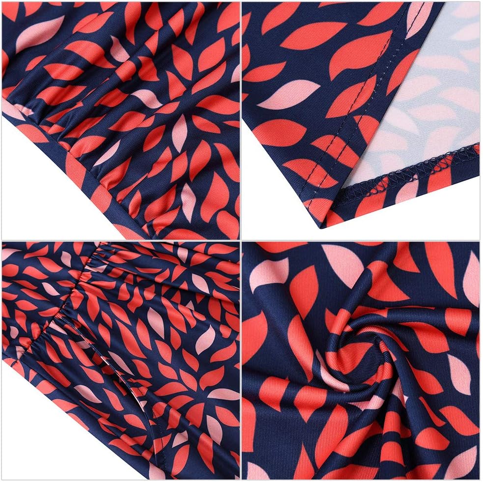 GloryStar Women Strapless Floral Print Bohemian Boho Maxi Dress Casual Off Shoulder Beach Party Dress with Pockets (M, A-Red Geometric Print) - Image 6