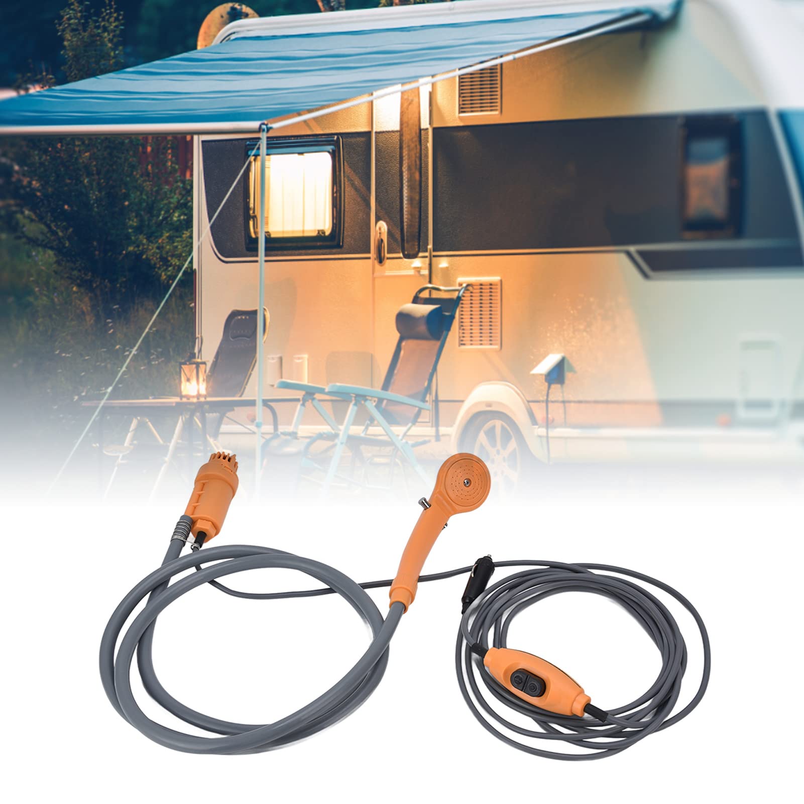 FTVOGUE Kit de Ducha Portátil para Acampar DC12V 24V Potencia del Vehículo 3.5LMin Salida de Agua con Presión Ajustable Interruptor a Prueba de Agua para Acampar Al Aire Libre Lavado de