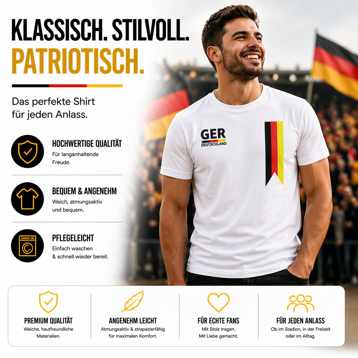 Maglia Germania Coppa del Mondo 2026 - per Uomo & Donna - per Il Campionato Mondiale di Calcio - Articolo da Tifoso Germany, Bianco, XL - 2