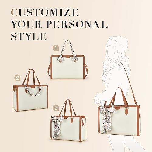 Miniatura 5 de Missnine Bolsa de mano para computadora portátil para mujer, 15.6 pulgadas, de cuero, bolsas de trabajo, profesores, maletín para oficina, viajes