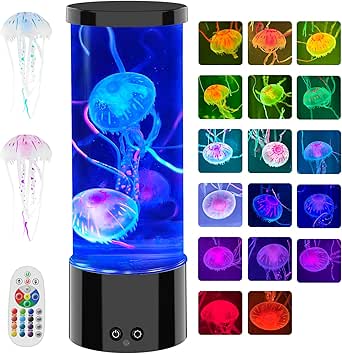 Quallen Lampe, Quallenlampe LED Quallen Lampe mit 17 Farben 4 Lichtmodi, Jellyfish Lamp Aquarium für Kinder Erwachsene, Quallenlampen Stimmungslicht für Entspannung Wohndekoration-Schwarz