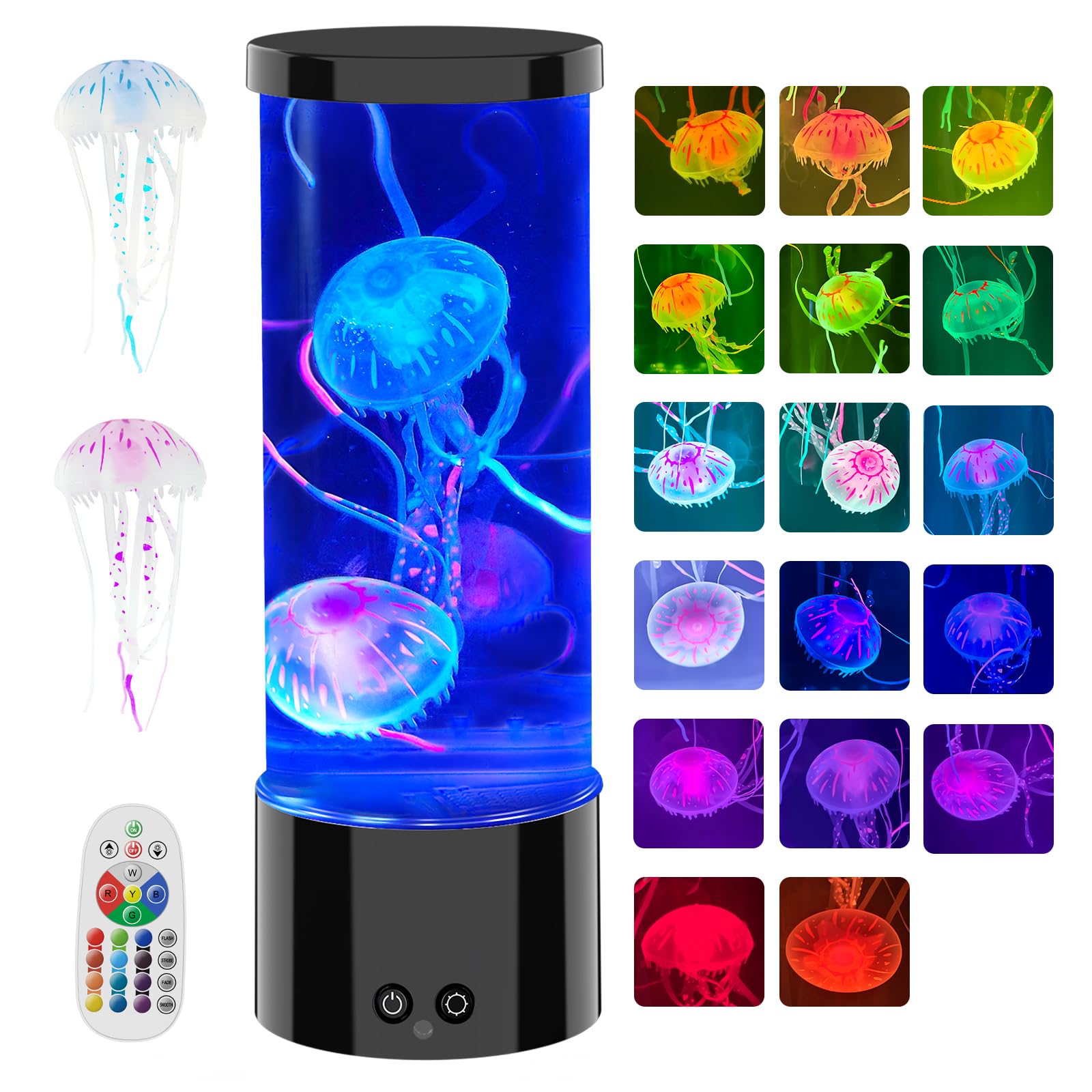 Soarling Quallen Lampe, Quallenlampe LED Quallen Lampe mit 17 Farben 4 Lichtmodi, Jellyfish Lamp Aquarium für Kinder Erwachsene, Quallenlampen Stimmungslicht für Entspannung Wohndekoration-Schwarz