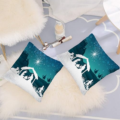 Miniatura 6 de Batmerry Fundas de almohada decorativas con temática de Feliz Navidad de 18 x 18 pulgadas, fundas de almohada familiares orientales degradadas de