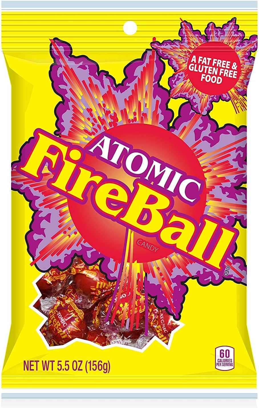 2 x Atomic Fireballs 156g Bags - 5.5oz - Cinnamon Hot Sweets Fire Balls