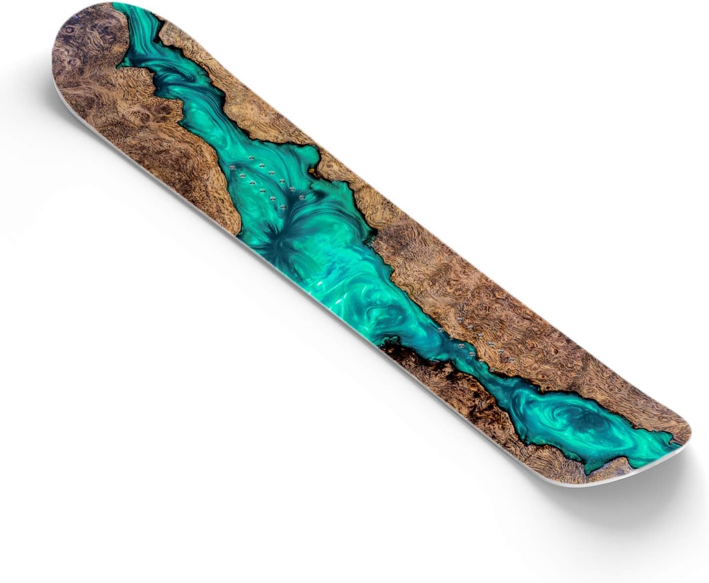Snowboard Wrap Graphic Sticker Skin Cover - includes Breakaway Knife - Universal Fit up to 65 inches and 14 inches Wide - Aqua Resin Wood