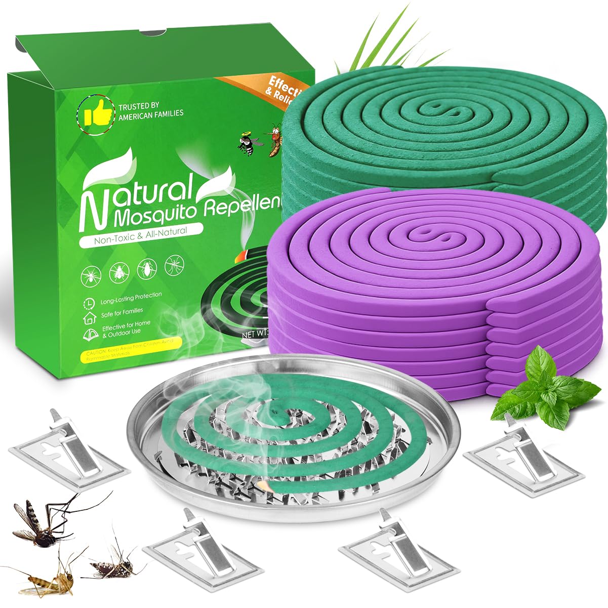 Extra Strong Mosquito Repellent Coils, 28 Pack Large Outdoor Coils for Patios and Camping, DEET Free, Long Lasting 7 to 8 Hours Burning Time, Effective Outdoor Insect Bug Control Portable Incense
