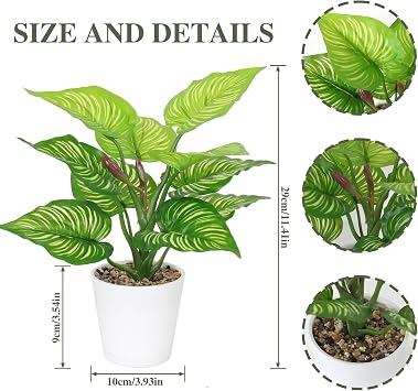 2PCS Artificial Plant Indoor 28cm Fake Plant Bathroom Faux Plant Artificial