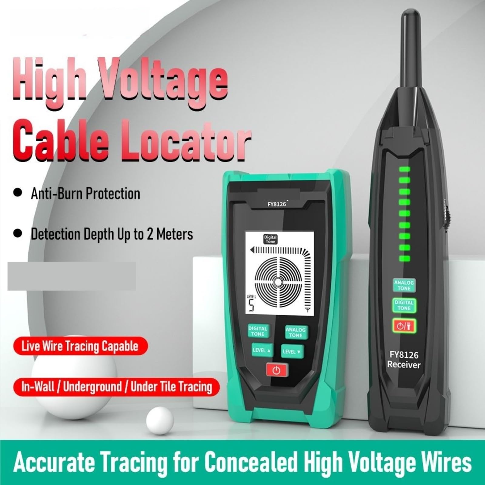 Probador de cables de red, FY8126 Localizador de cables subterráneos Detector de tuberías telefónicas Probador de buscador profesional,para cable de red