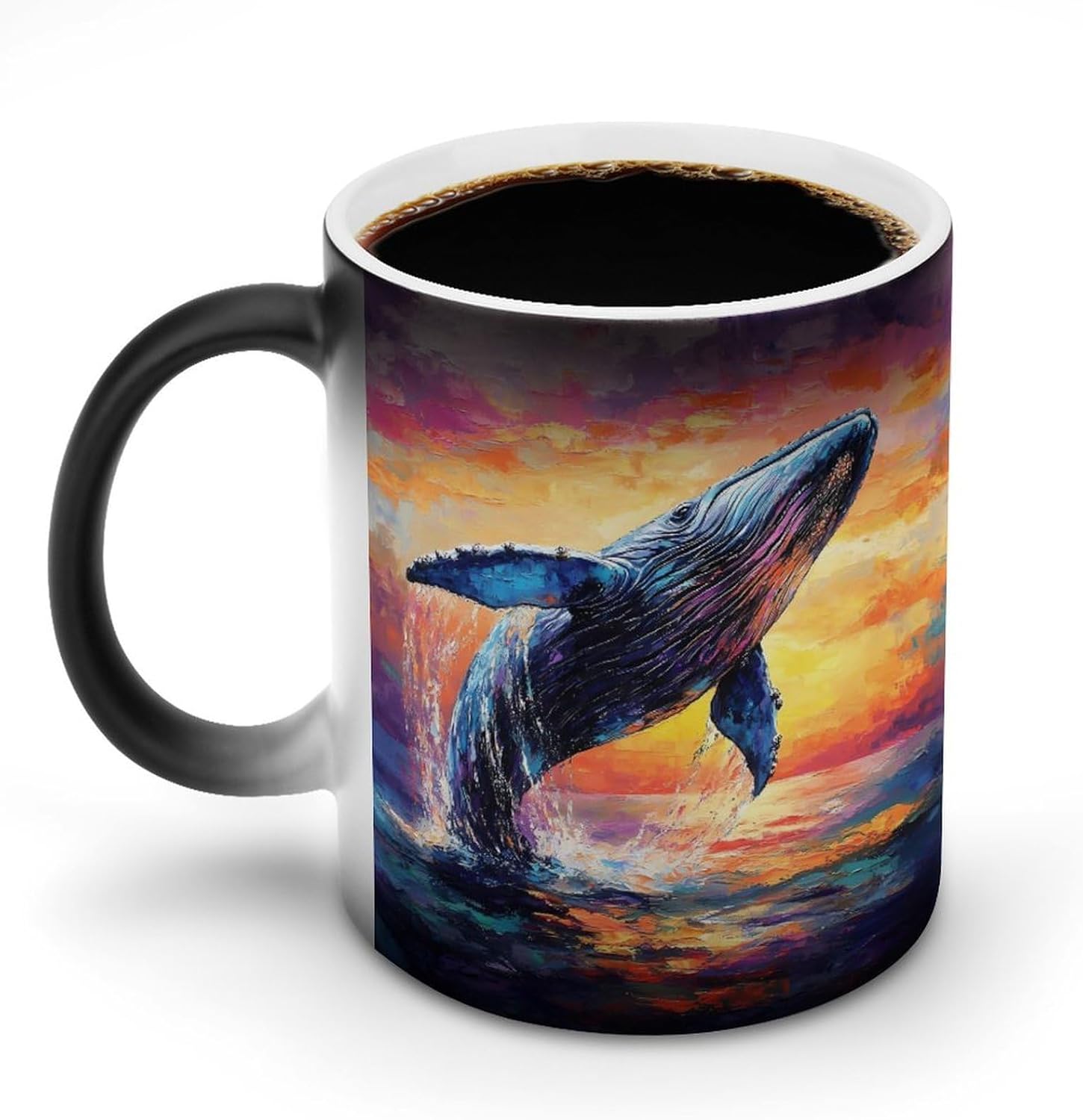 Whale Breaching Surface Of Ocean Color Changing Mug Heated Ceramic Cup Heat Sensitive Coffee Mug Fun Gift