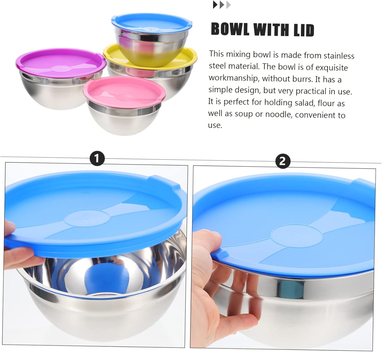 Stainlessness Colander with Mixing Bowl Set Salad Bowls Soup Bowl Dessert Bowl