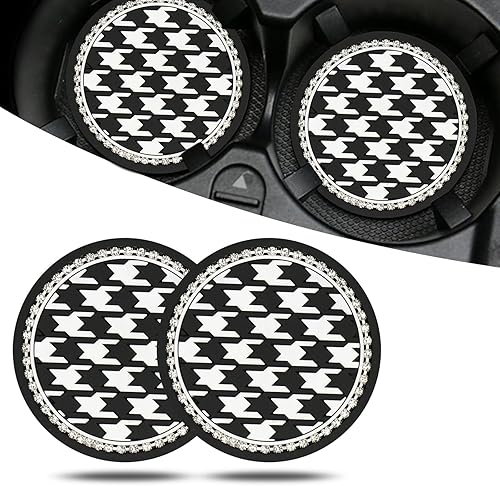 2 posavasos brillantes para automóvil, 2.7 pulgadas, pata de gallo de PVC, bonitos tapetes antideslizantes de cristal con diamantes de imitación,