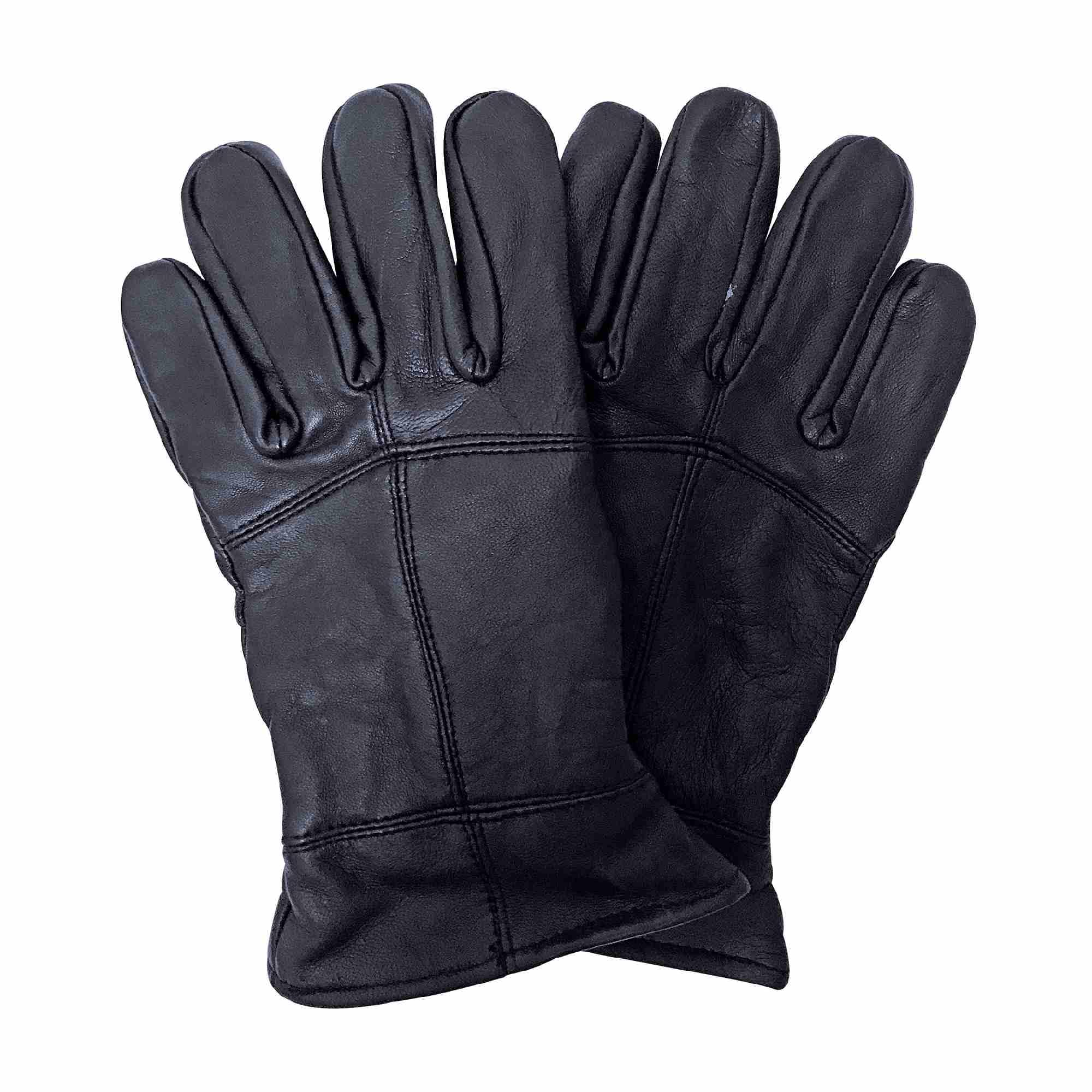THMO Men's Thinsulate Leather Gloves Winter Outdoor Windproof Fleece Lining Leather Gloves in Black