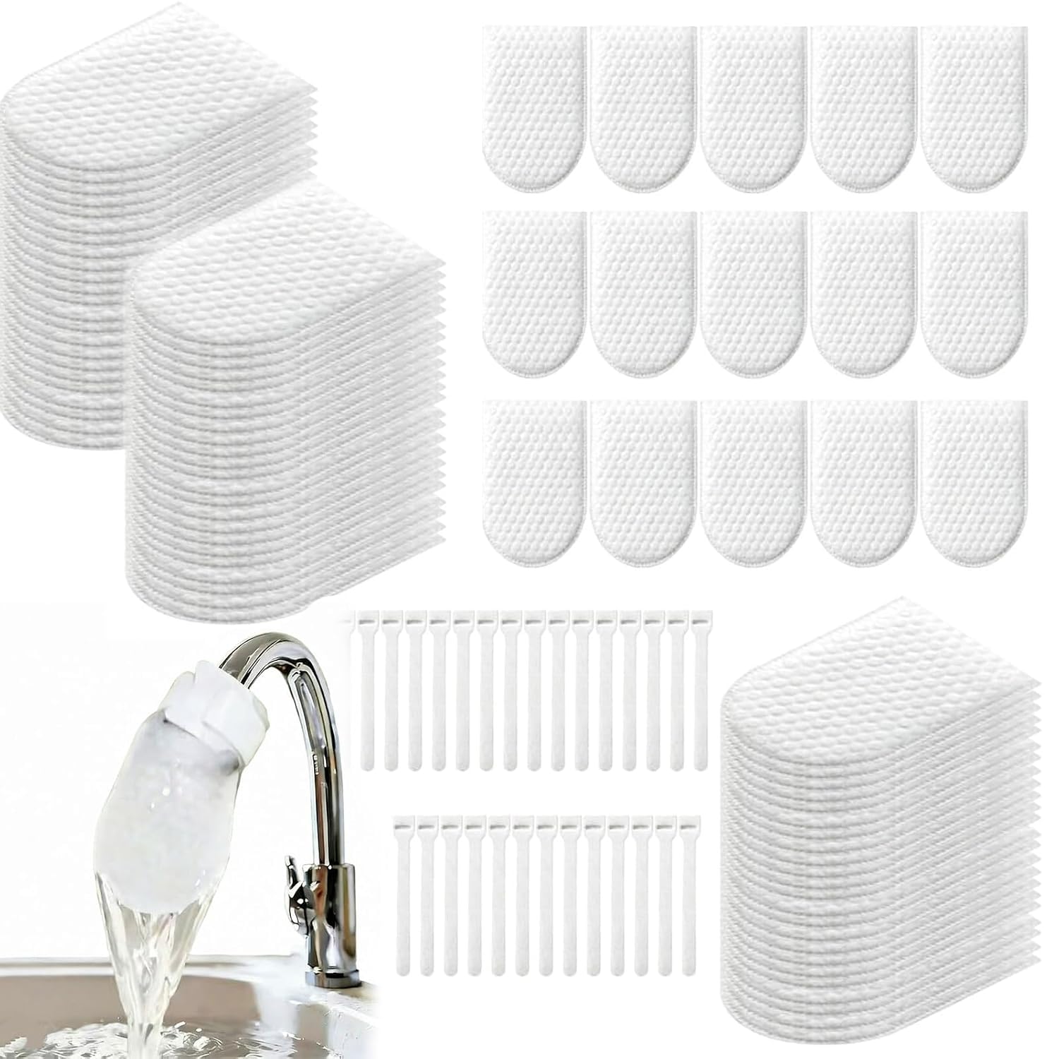 Photo 1 of 100pcs Faucet Filter Bag for Filtering tap Water, 2026 New Faucet Filter Cotton Bag, High-Density Non-Woven Faucet Filter Bag?Cotton Filter Bag for Faucet, Kitchen Sink
