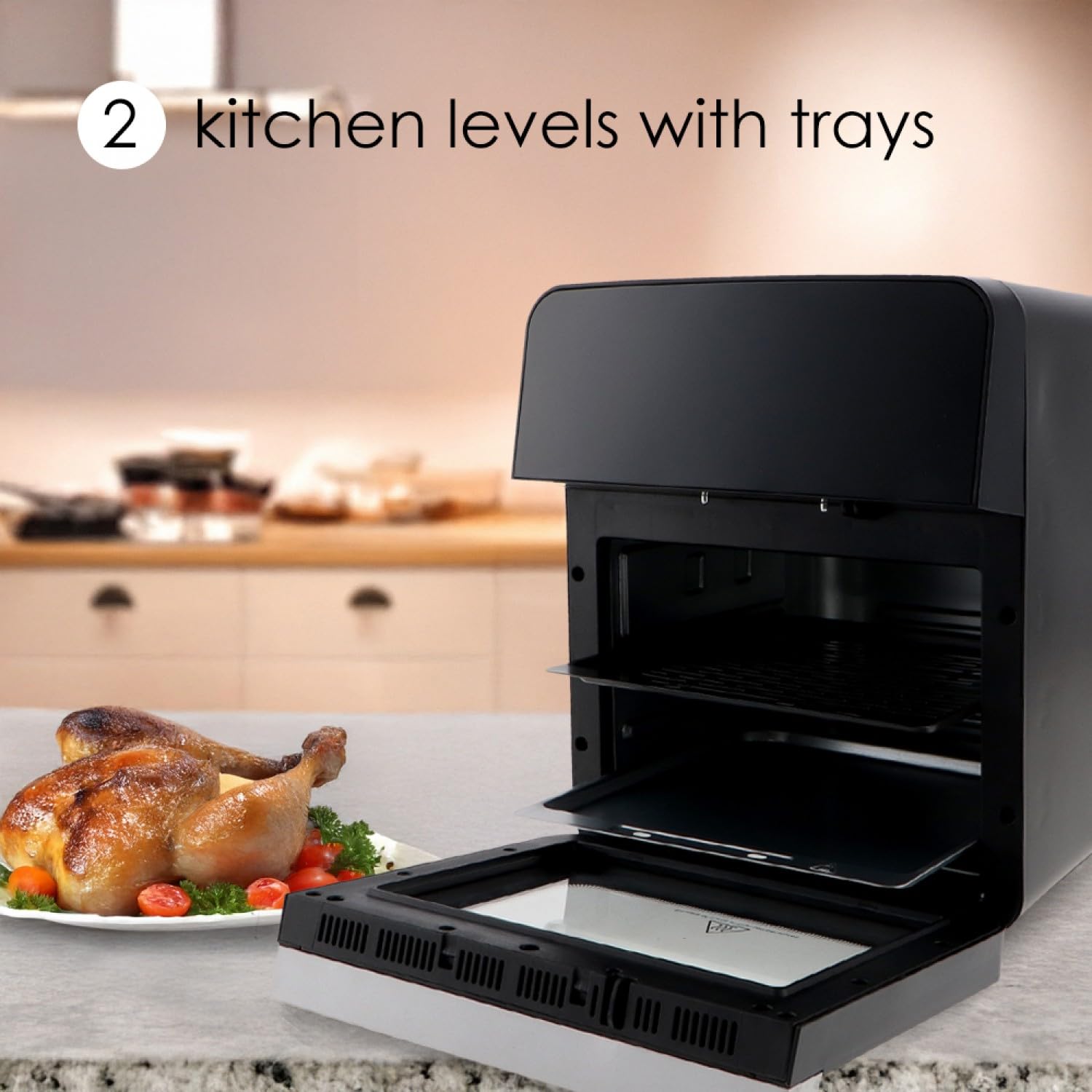 M mimotec – Air Fryer Vera Touch 10L, Freidora de Aire sin Aceite, 1800W, 10 Menús Digitales, Pantalla Táctil, Función Grill, Temporizador regulable, 2 niveles, Temperatura 80-200°C, Cocina Saludable