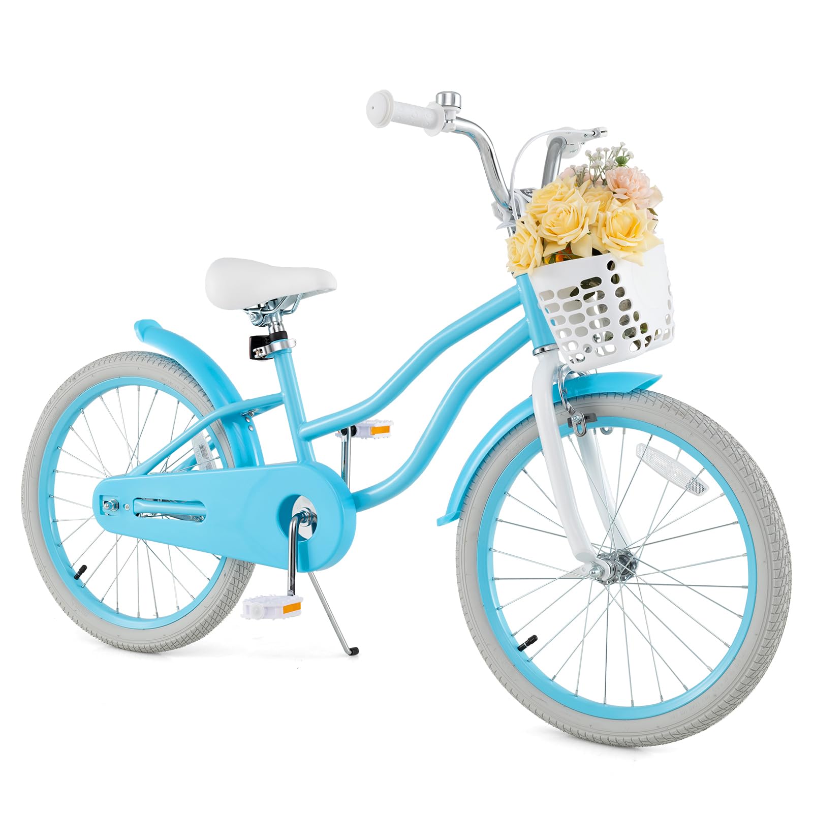 HONEY JOY Kids Bike, 12 14 16 18 20 Inch Toddler Bikes w/Training Wheels, Handbrake & Coaster Brake, Fully Enclosed Chain, Adjustable Handlebar & Seat, Kids Bicycle w/Basket, Girls Boys Bike 3-8