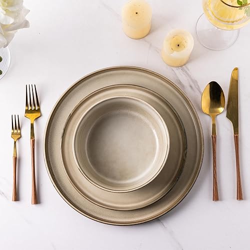 Miniatura 8 de GBHOME Juego de vajilla de cerámica para 6, 18 piezas de platos y cuencos de gres, platos resistentes a los arañazos, aptos para lavavajillas y