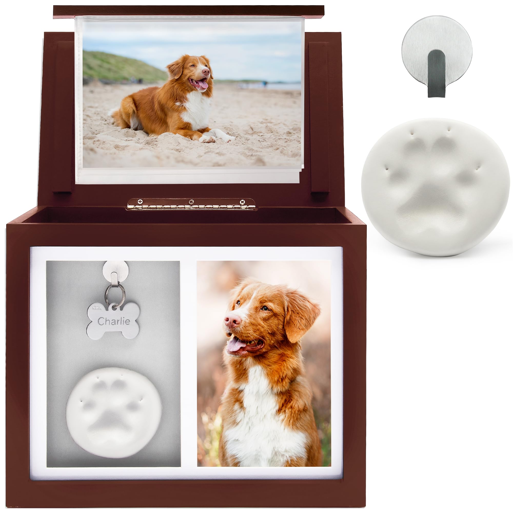 Chasing Tails Urne Commemorative per Cani per Ceneri – Urne Commemorative per Cani per Ceneri Personalizzate, urne per Gatti per Ceneri per Cani Piccole – Include Kit per Stampa di Zampe, Cornice e