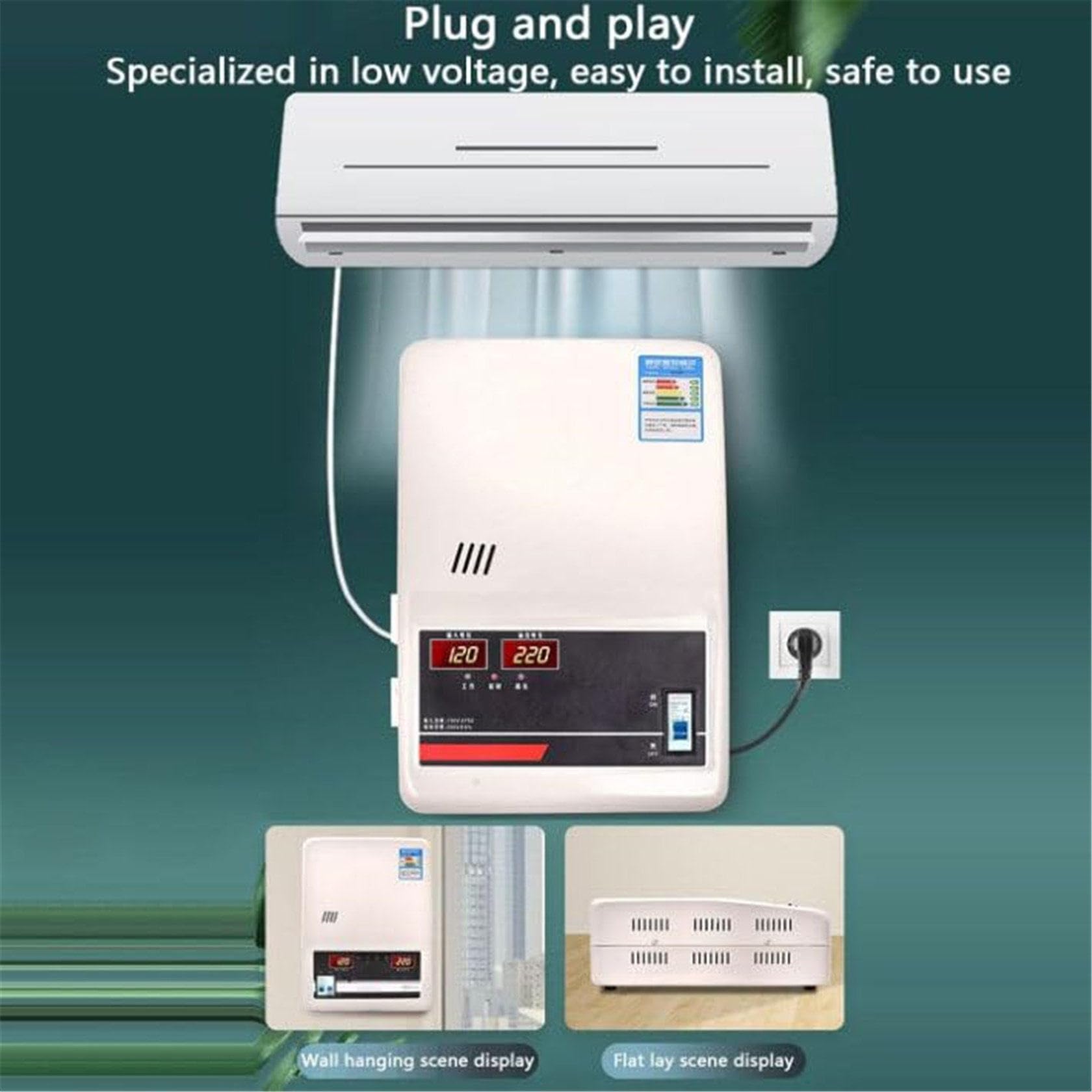 Regulador de Voltaje AutomáTico, 220V Montaje en Pared para Uso DoméStico 15000W ProteccióN contra Sobretensiones Estabilizador de TensióN Ca PequeñO, 6 Protecciones Principales,20000