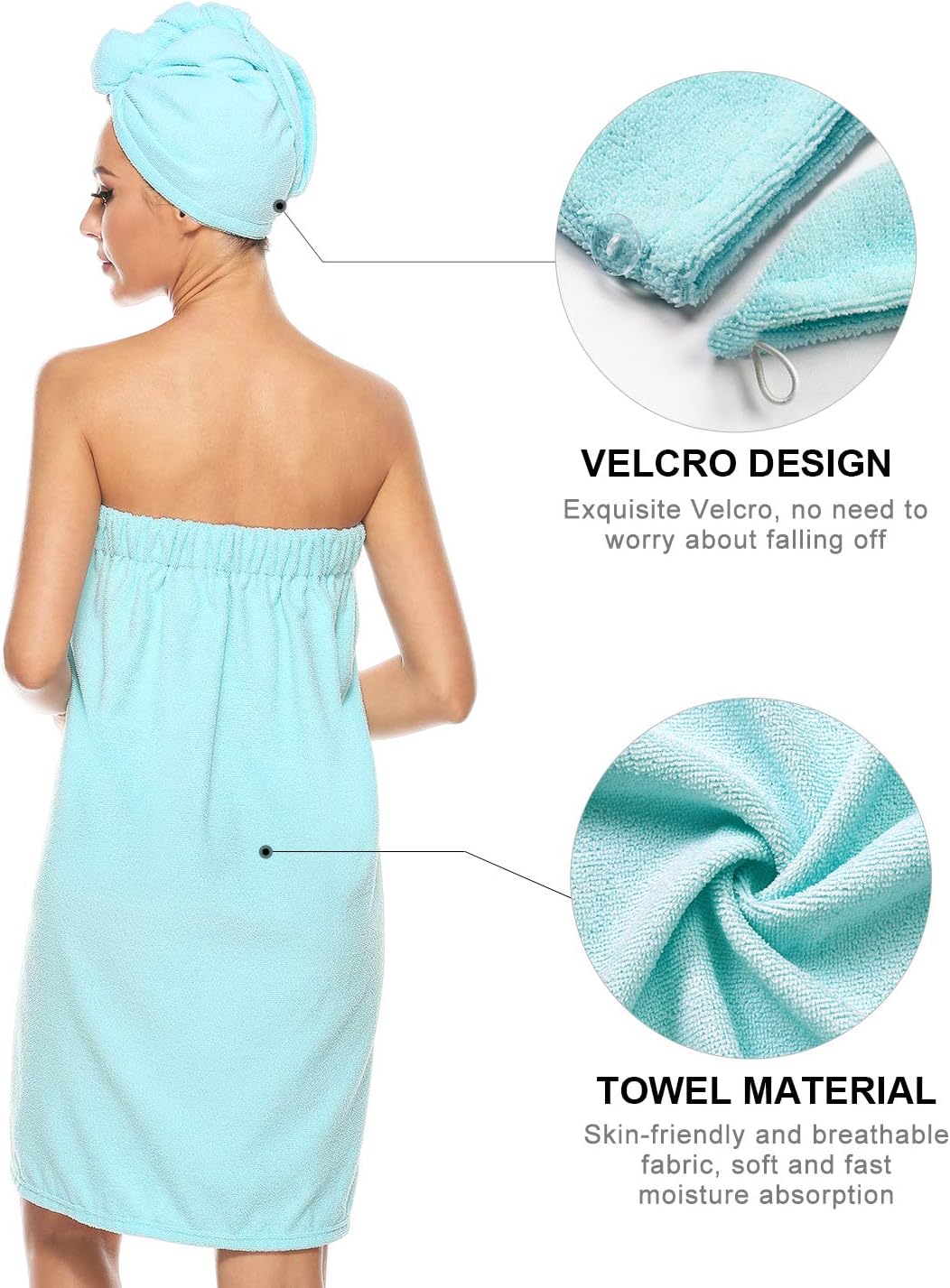 Kniffi Women's Spa Wrap & Hair Towel Body Wrap Adjustable Closure Bathrobe - Image 3