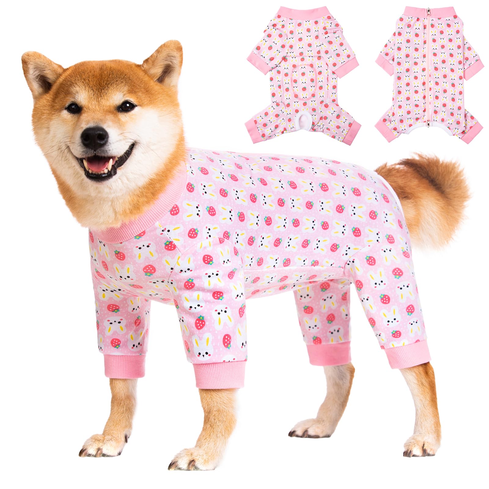 Pupsooft Dog Recovery Suit for Small Medium Large Dogs, Pet Onesie After Surgery Comfort Dog Bodysuit Anti Licking (Small, Pink Bunny)